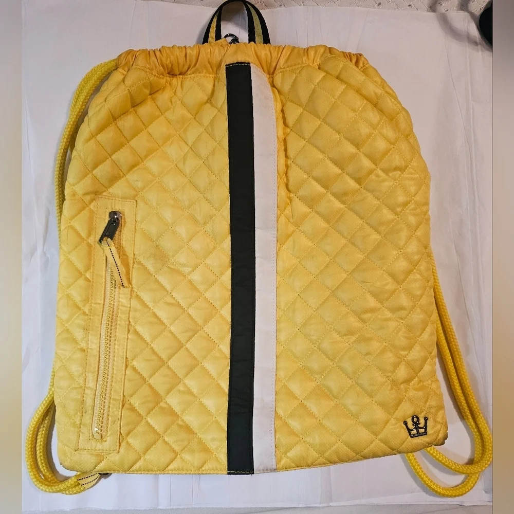 Oliver Thomas Tennis Backpack Drawstring Bag Cinch Yellow - Picture 1 of 15